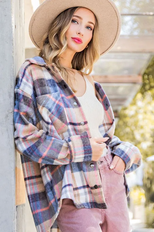 Navy Plaid Shacket