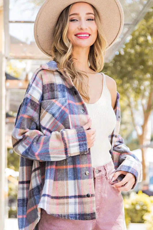 Navy Plaid Shacket