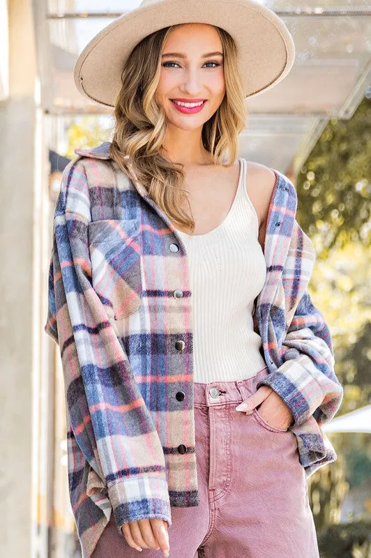 Navy Plaid Shacket