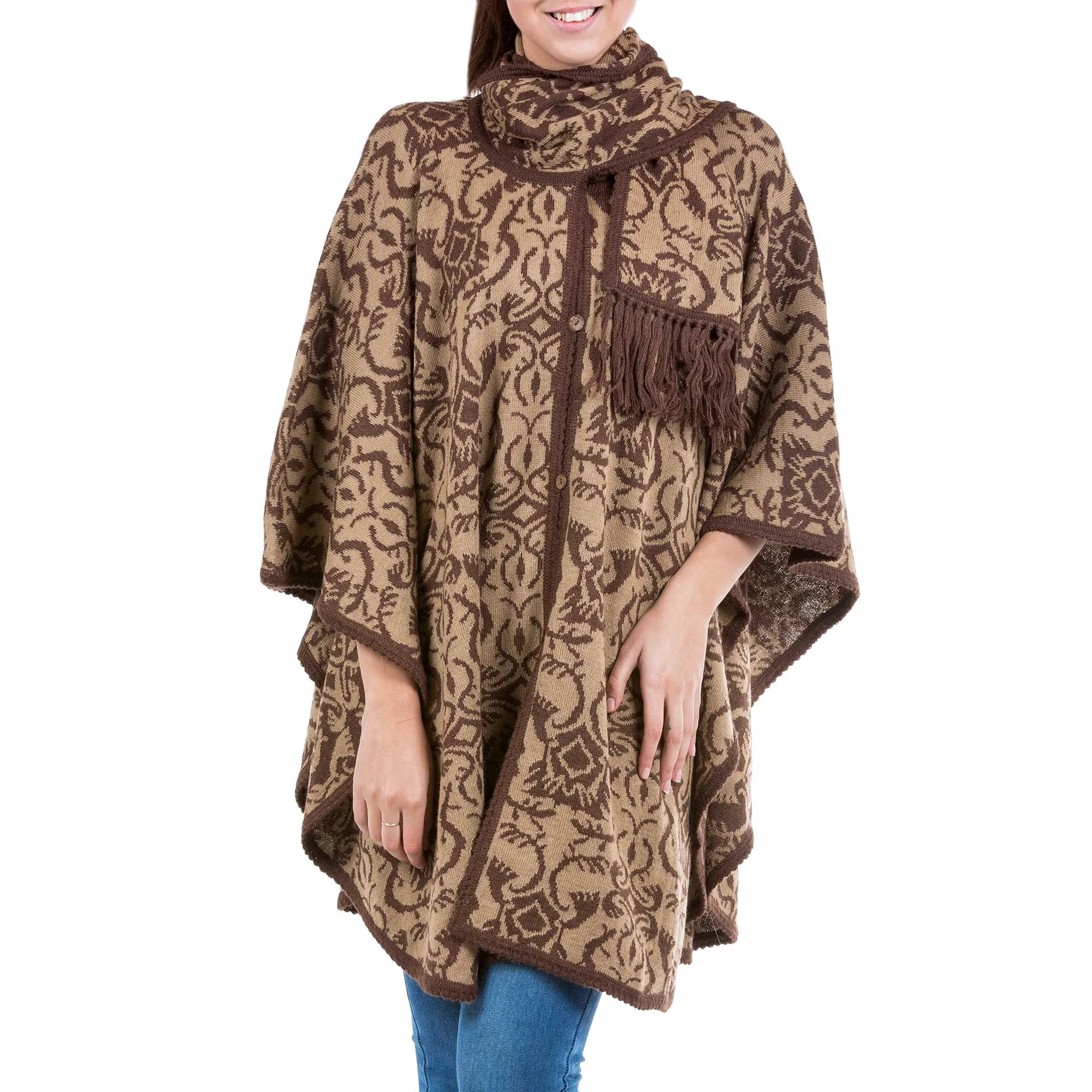 Nazca Flora Alpaca Blend Ruana Poncho