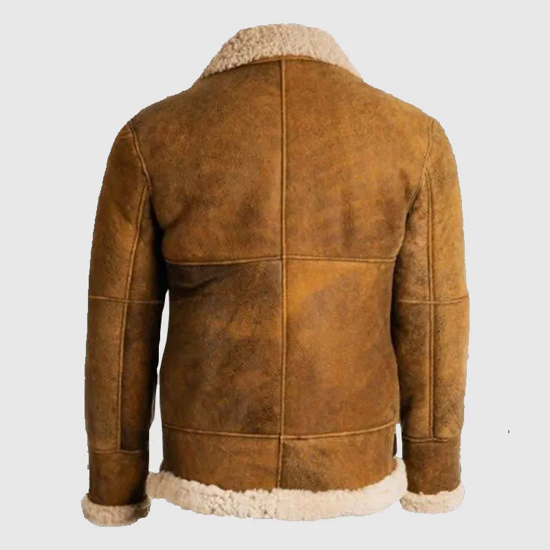 New Best Quality Mens Aviator Shearling Brown Leather Jacket