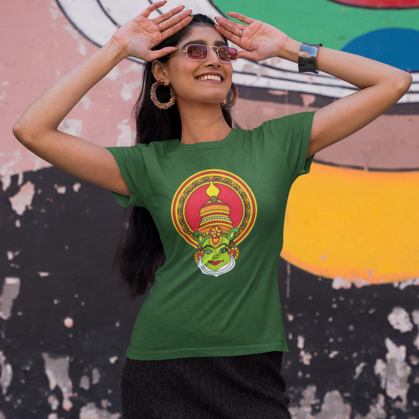 Onam Kathakali Design T Shirt for Women D07