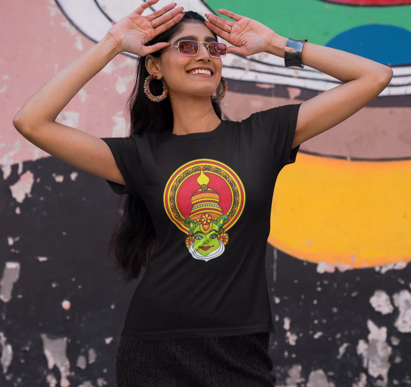 Onam Kathakali Design T Shirt for Women D07