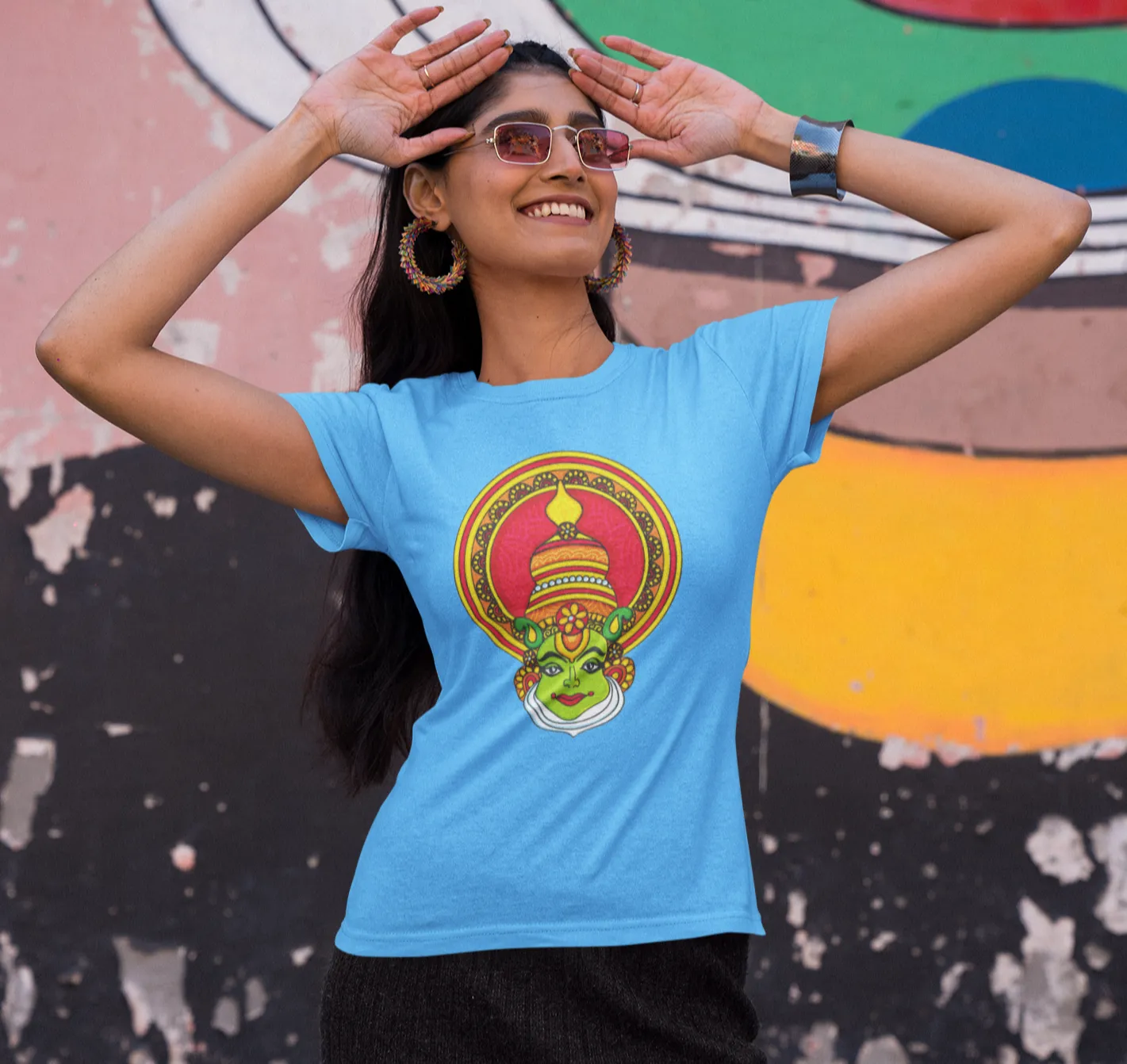 Onam Kathakali Design T Shirt for Women D07