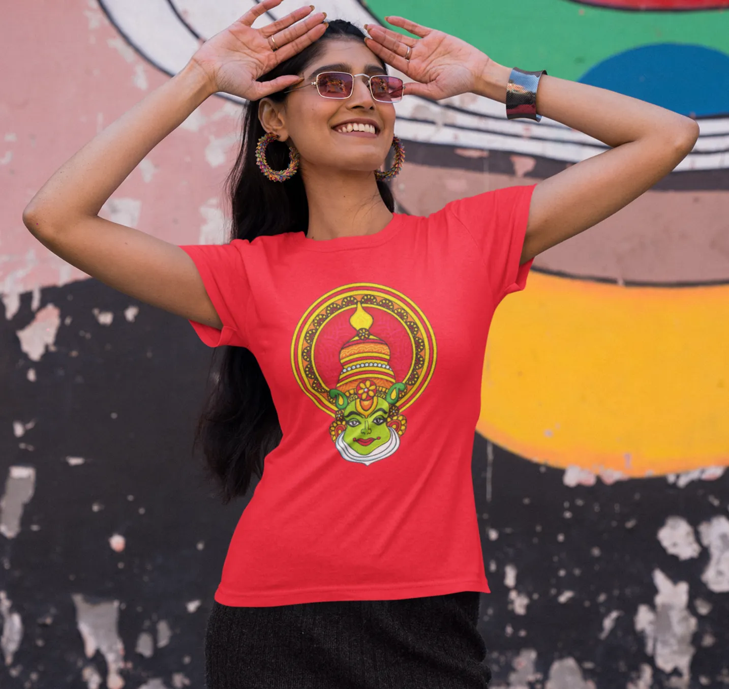 Onam Kathakali Design T Shirt for Women D07