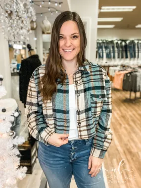 *Outlet* Missy Plaid Shacket (Teal)