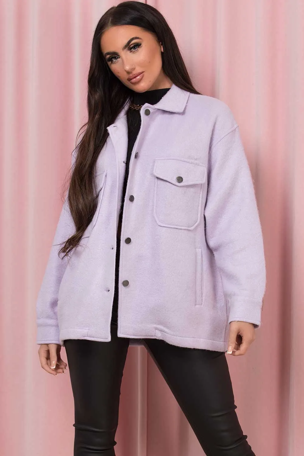 OVERSIZED PLAIN SHACKET- LIGHT LILAC