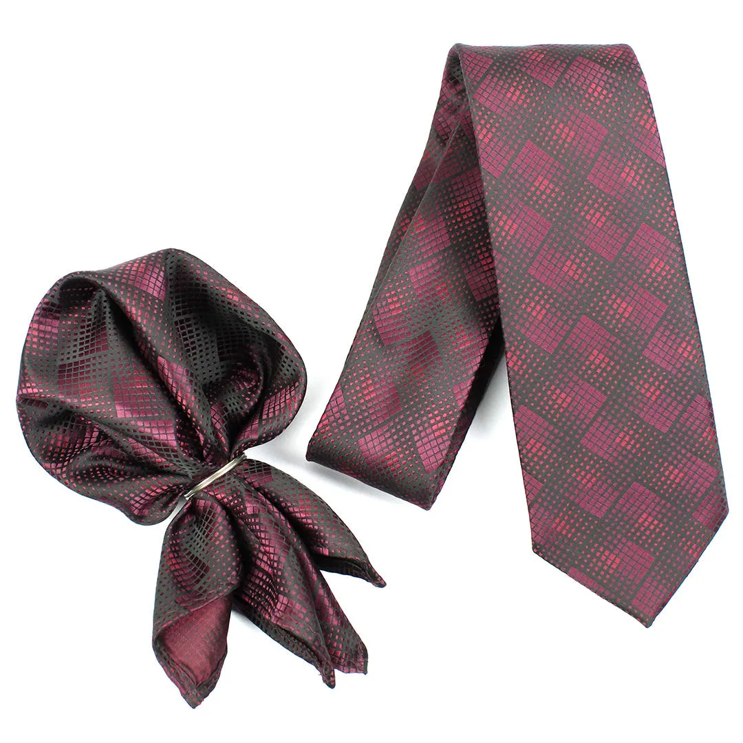 Peluche Alluring Abstract Black Neck Tie & Pocket Square Set for Men