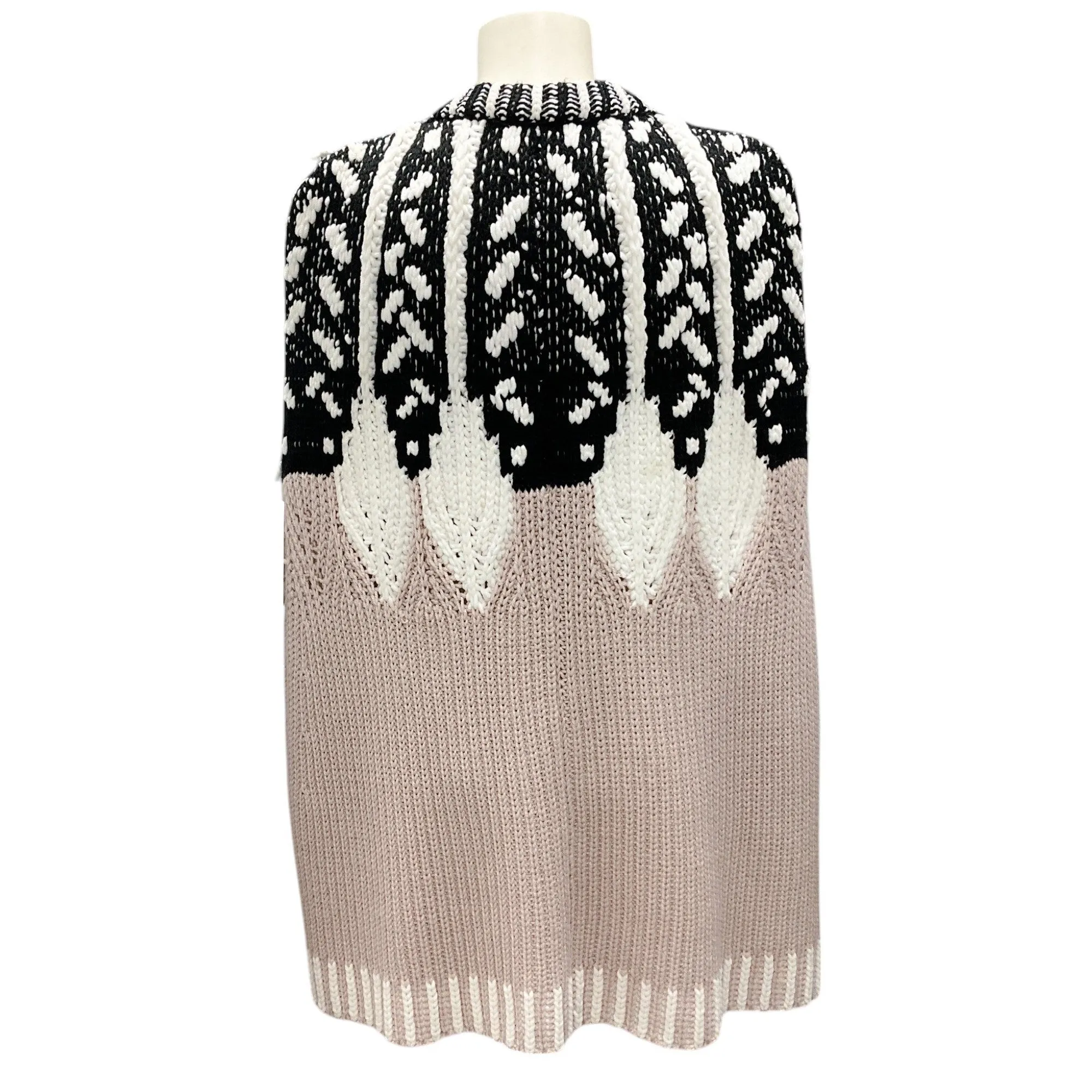 Peter Pilotto Beige / White / Black Wool Knit Poncho / Cape