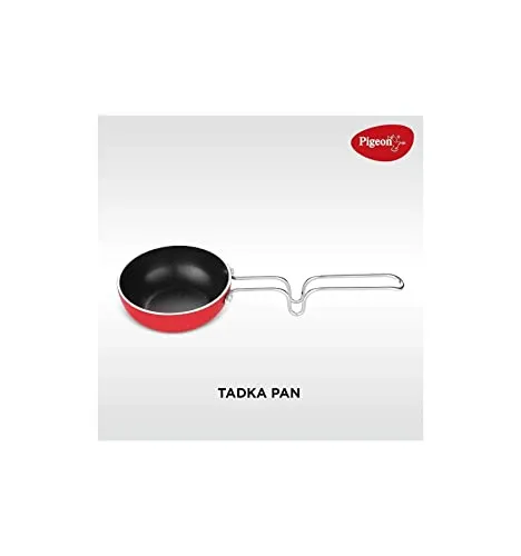 Pigeon by Stoverkraft Non-Stick Cookware Set of 7 Pc w/o Induction Base Includes Nonstick Tawa 23cm, Nonstick Fry Pan 24cm, Nonstick Kadhai with Stainless Steel Lid 24cm, Nonstick Sauce Red, Standard