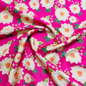 Pink Cream Floral Print Modal Satin