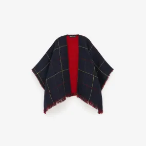 Plaid double faced poncho