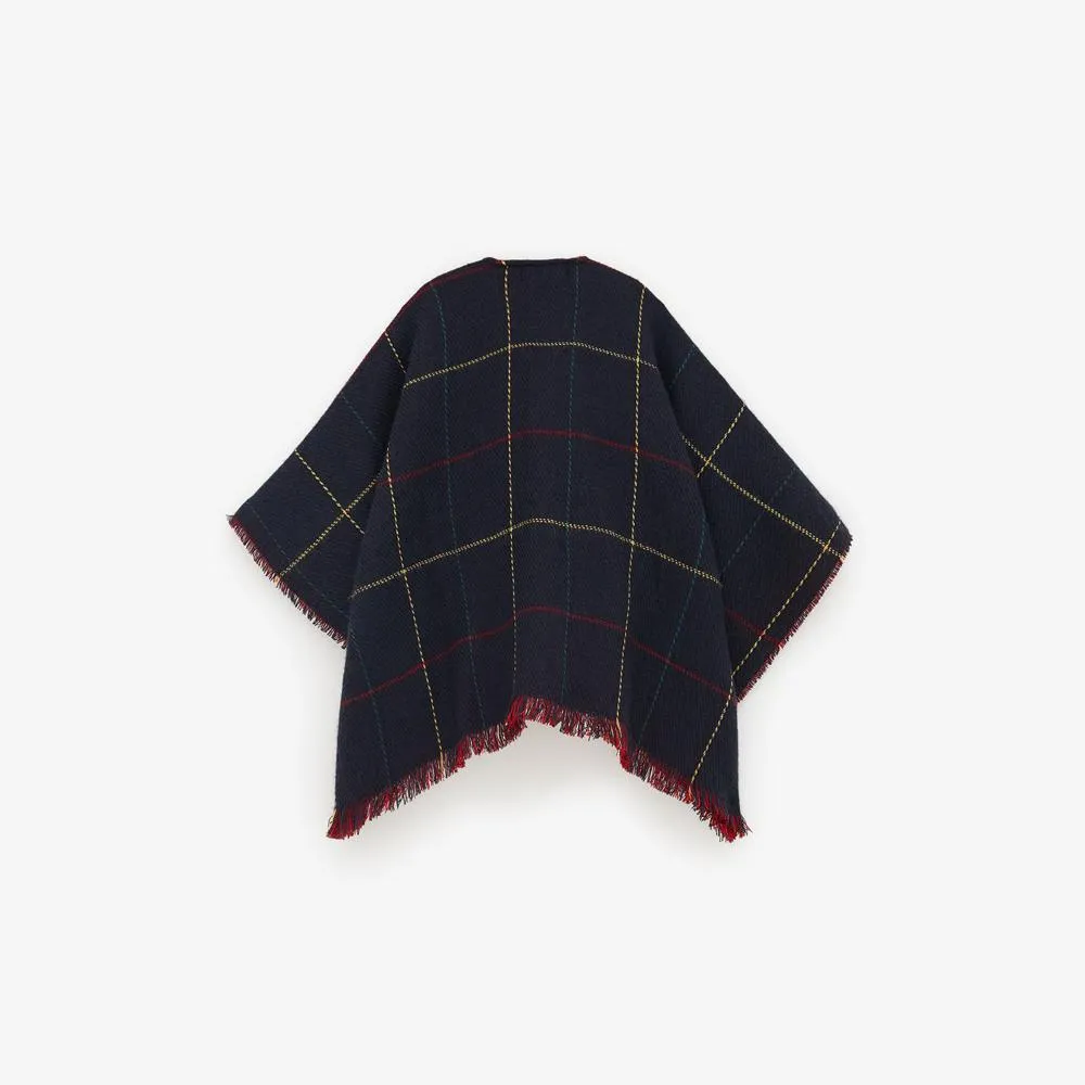 Plaid double faced poncho