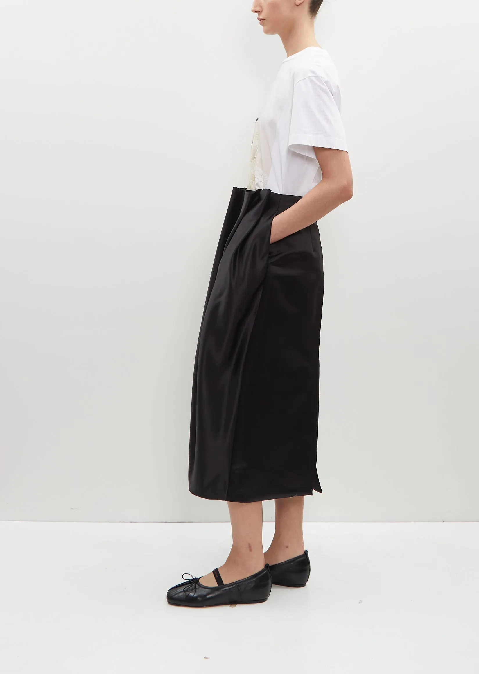 Pleated Waist Pencil Skirt