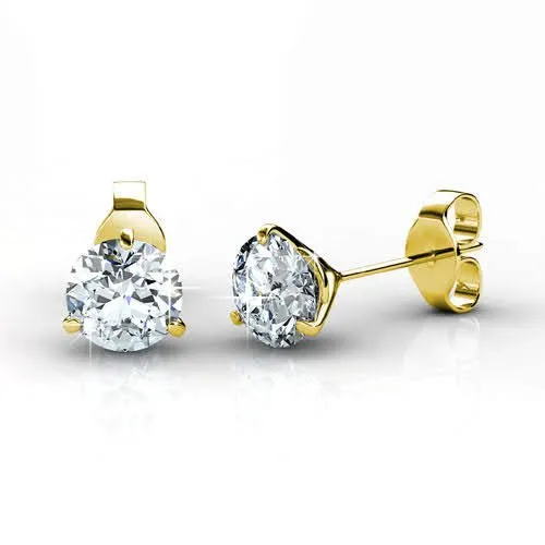 Premium 0.50CT Round Cut Diamond Stud Earrings in 14KT Yellow Gold