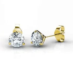 Premium 0.50CT Round Cut Diamond Stud Earrings in 14KT Yellow Gold