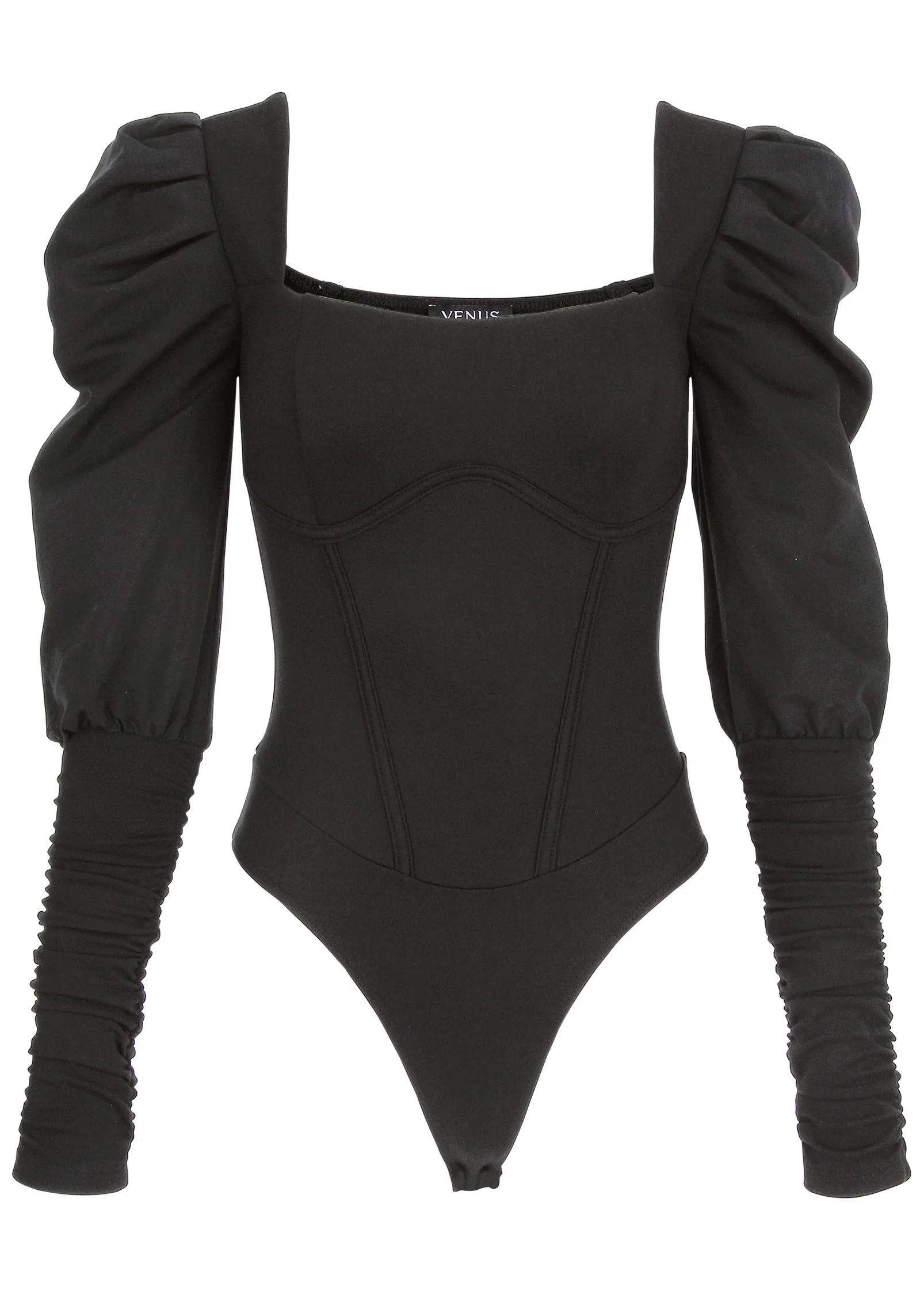 Puff Sleeve Bodysuit - Black