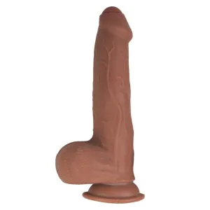 Real Cock Dual Layered Sliders Uncut 9 Inch -  Brown