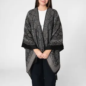 Reese - Womens Jacquard Snake Open Front Poncho