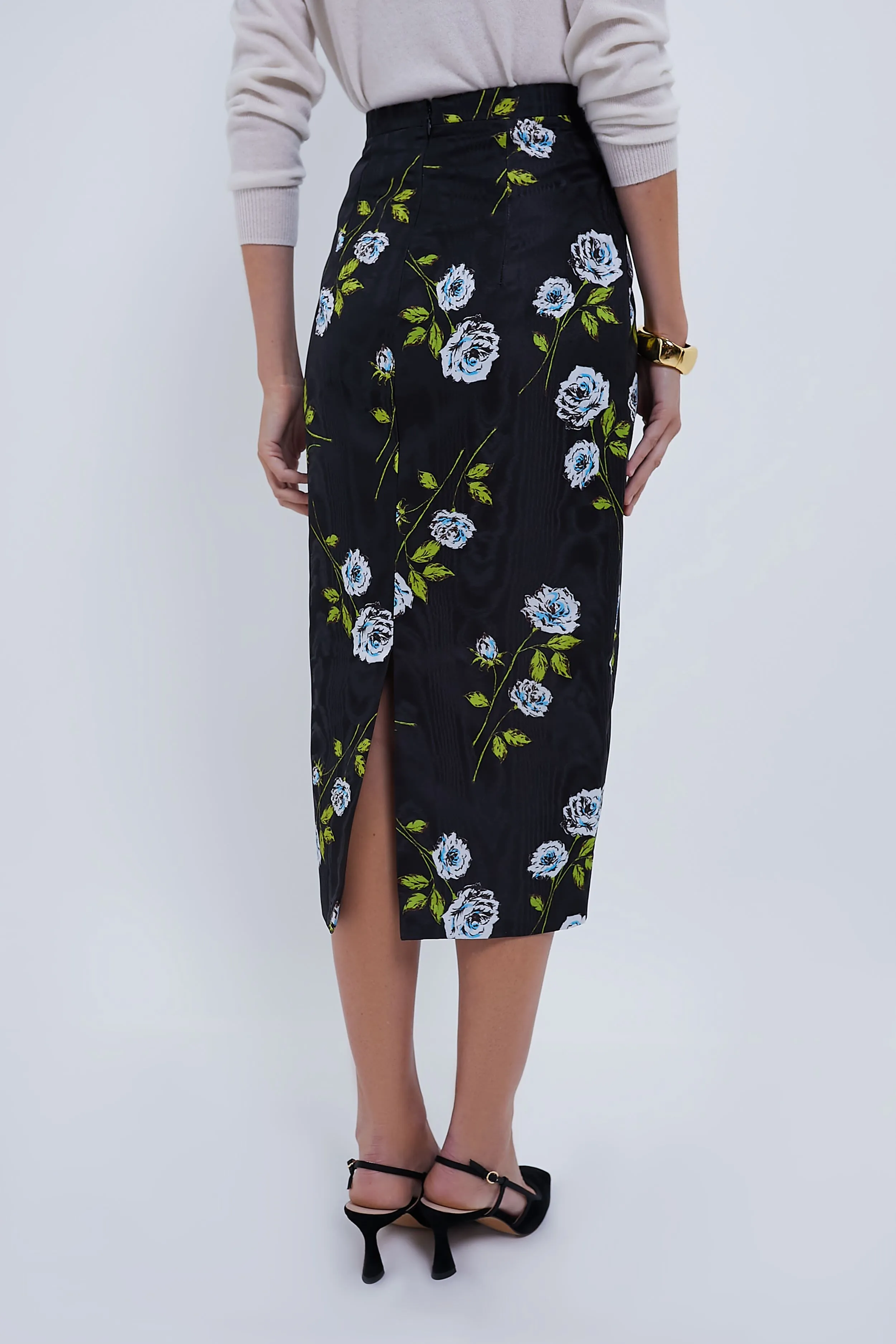 Roses Stem on Black Lorelei Moire Skirt