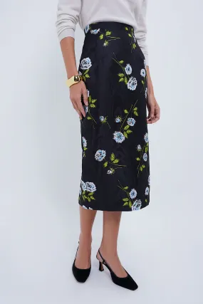 Roses Stem on Black Lorelei Moire Skirt