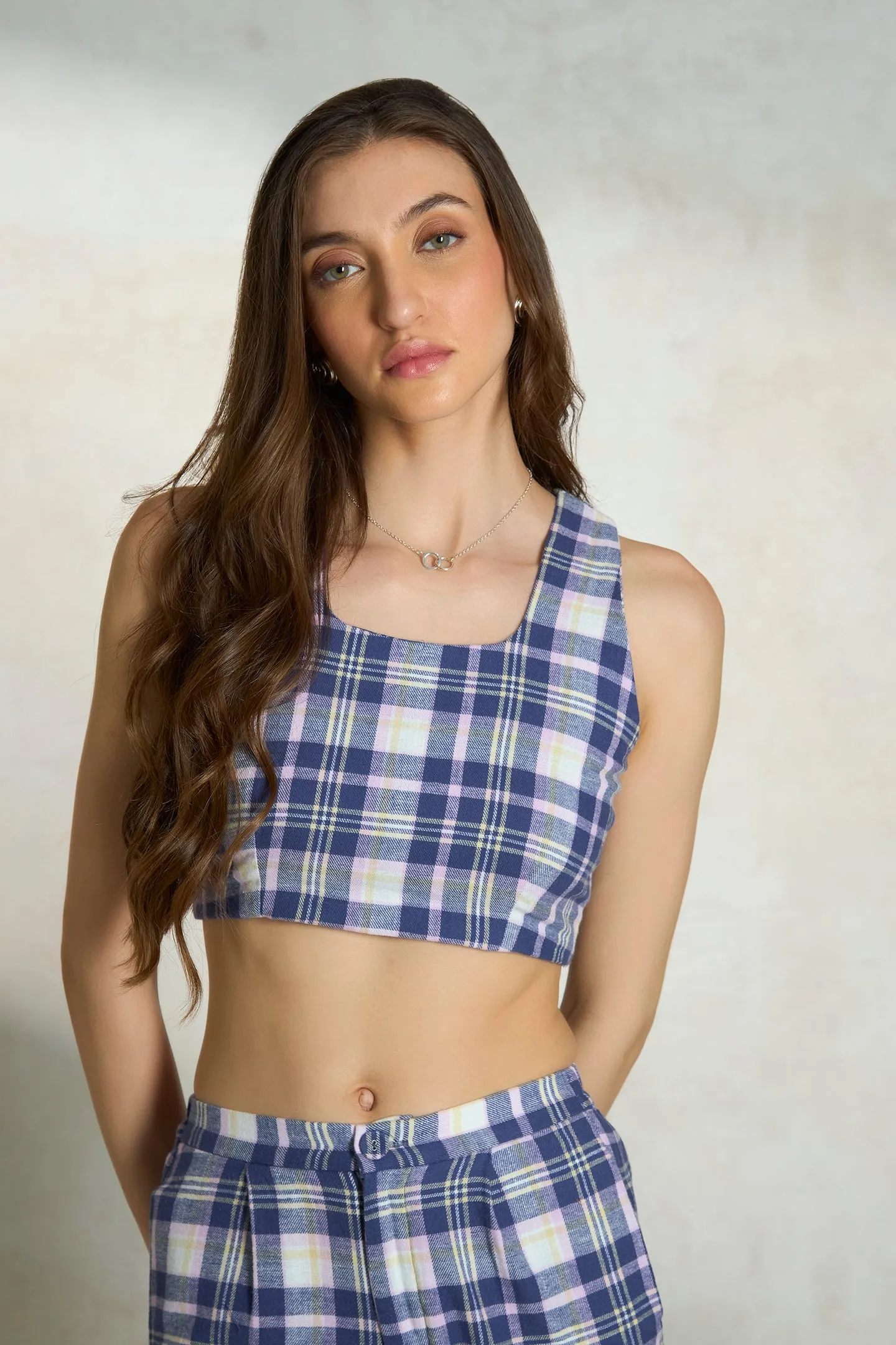 Roxie Top|Checked Cotton Crop Top