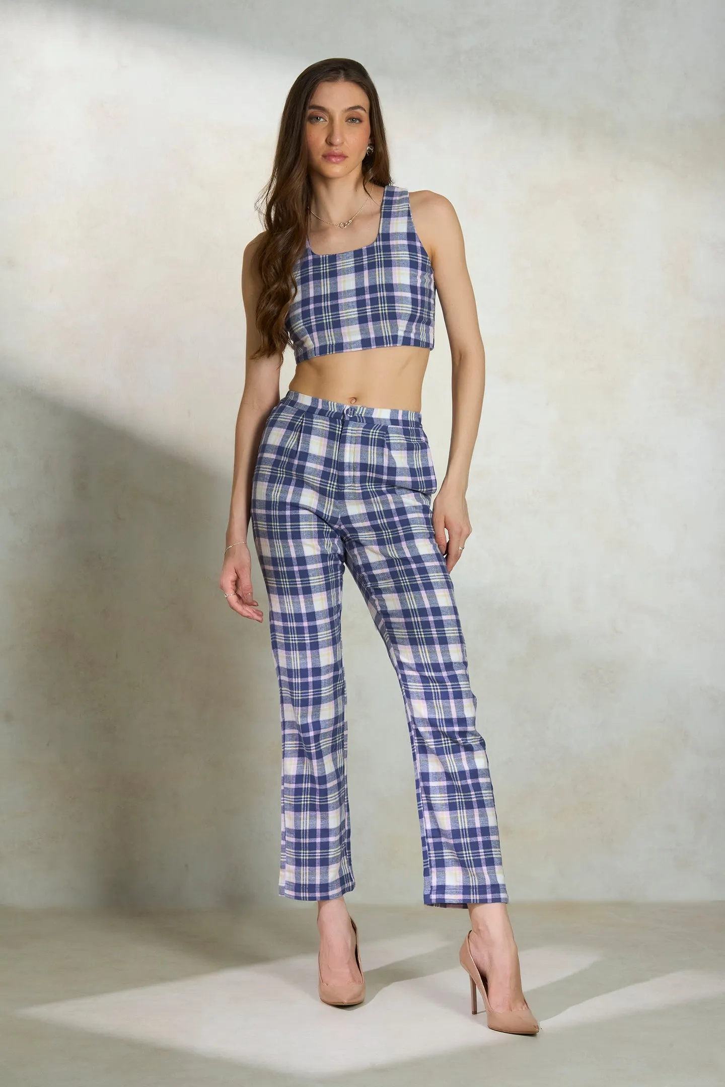 Roxie Top|Checked Cotton Crop Top