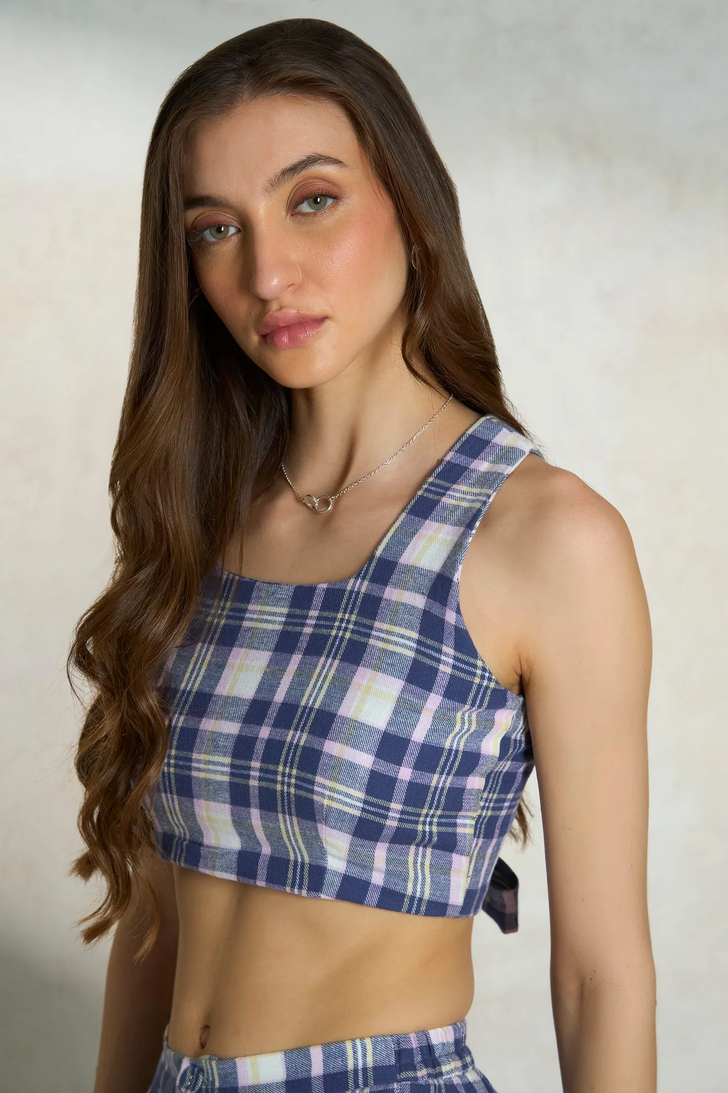 Roxie Top|Checked Cotton Crop Top