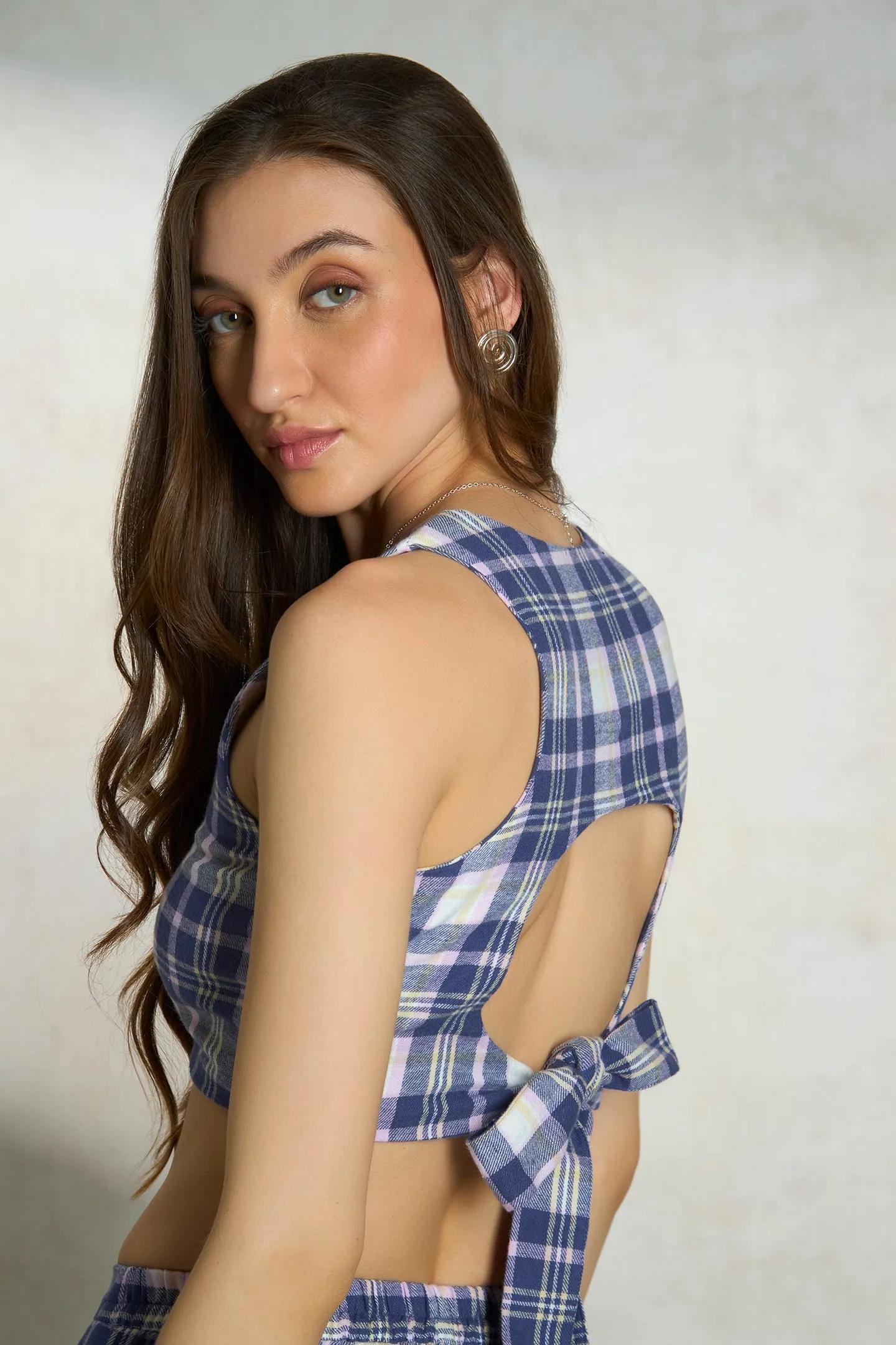 Roxie Top|Checked Cotton Crop Top