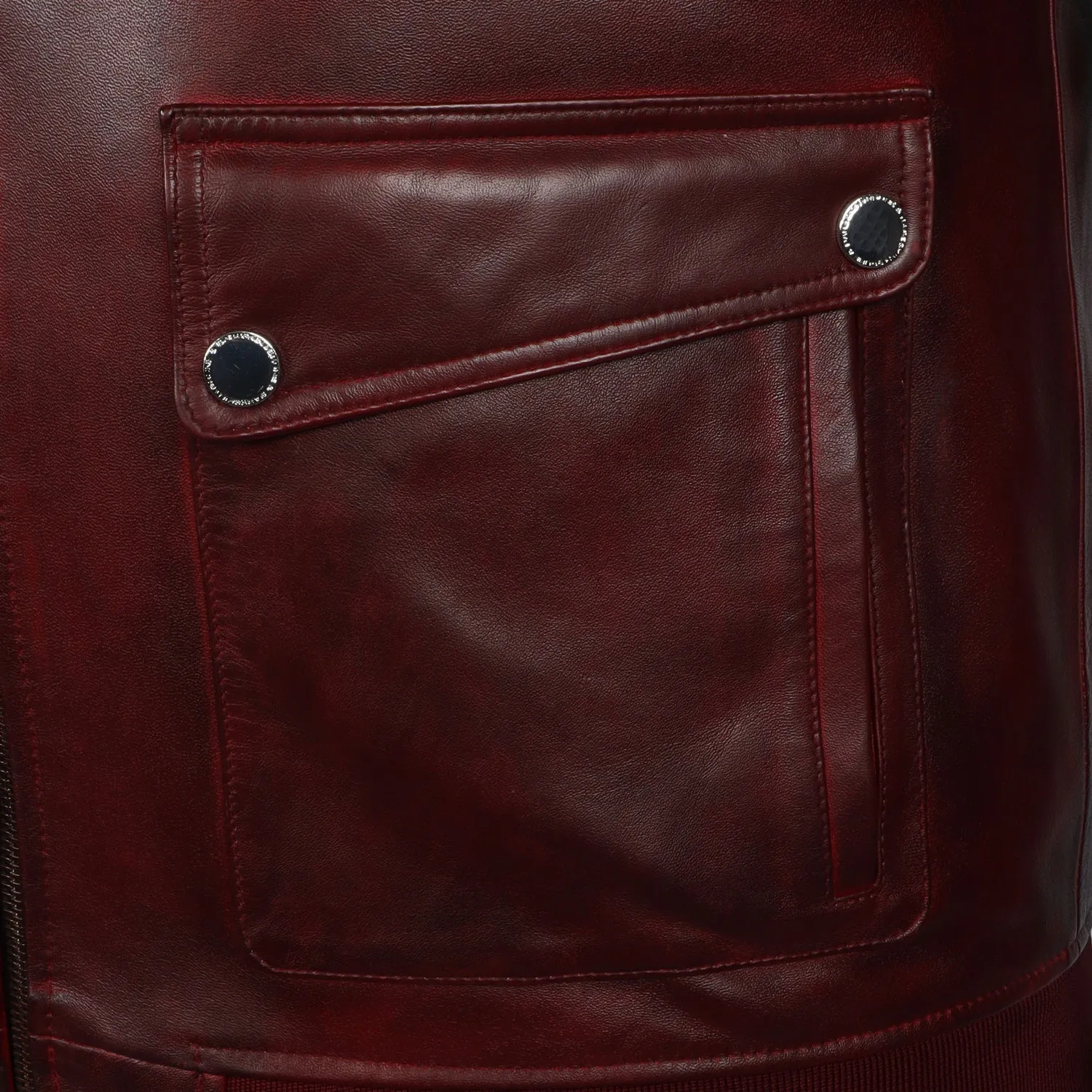 Rustic Wine Ribbed Style Leather Jacket with Furr Collar