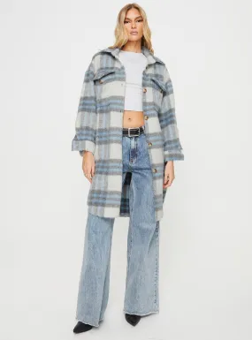 Salonge Longline Plaid Shacket Blue Check