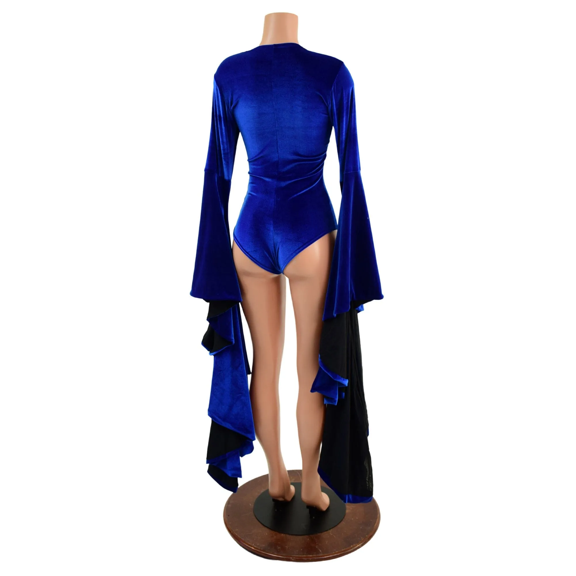 Sapphire Blue Sorceress Sleeve Romper with Lace Up Neckline