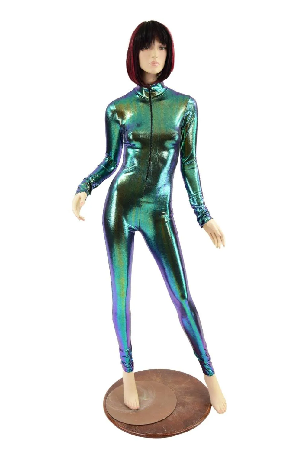 Scarab Zipper Front Turtleneck Catsuit