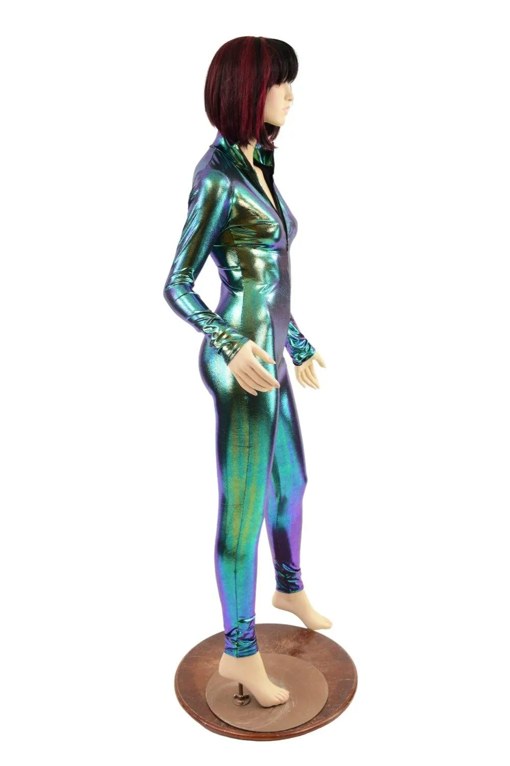 Scarab Zipper Front Turtleneck Catsuit