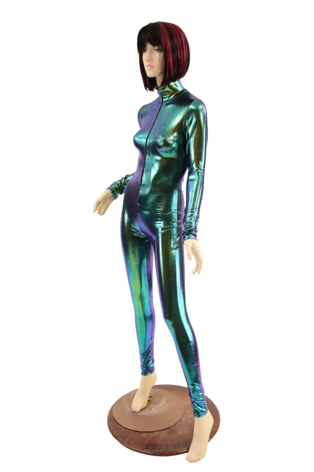 Scarab Zipper Front Turtleneck Catsuit