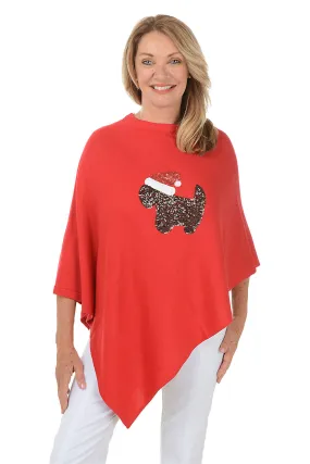 Scotty Dog Sequined Asymmetrical Poncho