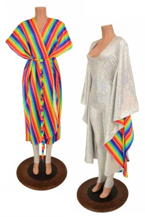 Silvery White & Rainbow Batwing Catsuit