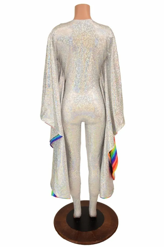 Silvery White & Rainbow Batwing Catsuit