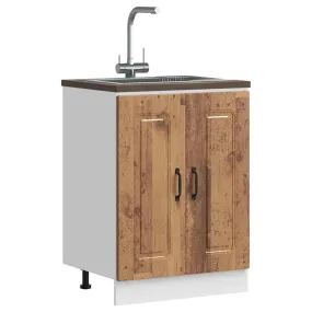 Sink Base Cabinet Kalmar Old Wood 60x46x81.5 cm Engineered Wood