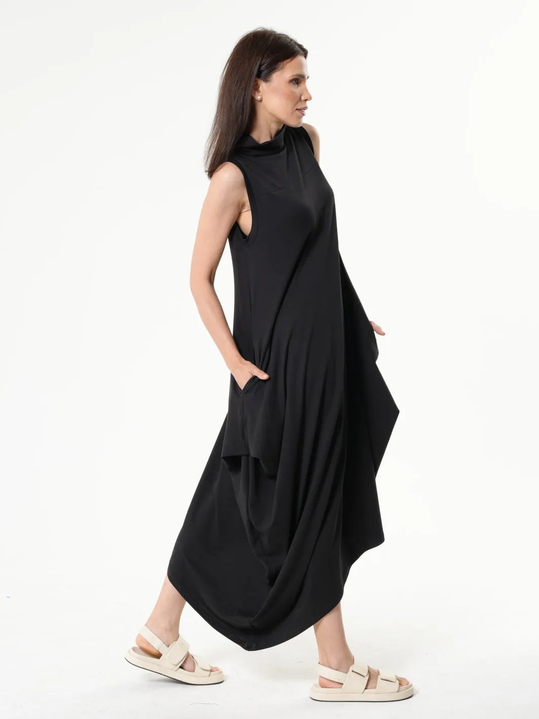 Sleeveless Cotton Dress In Black