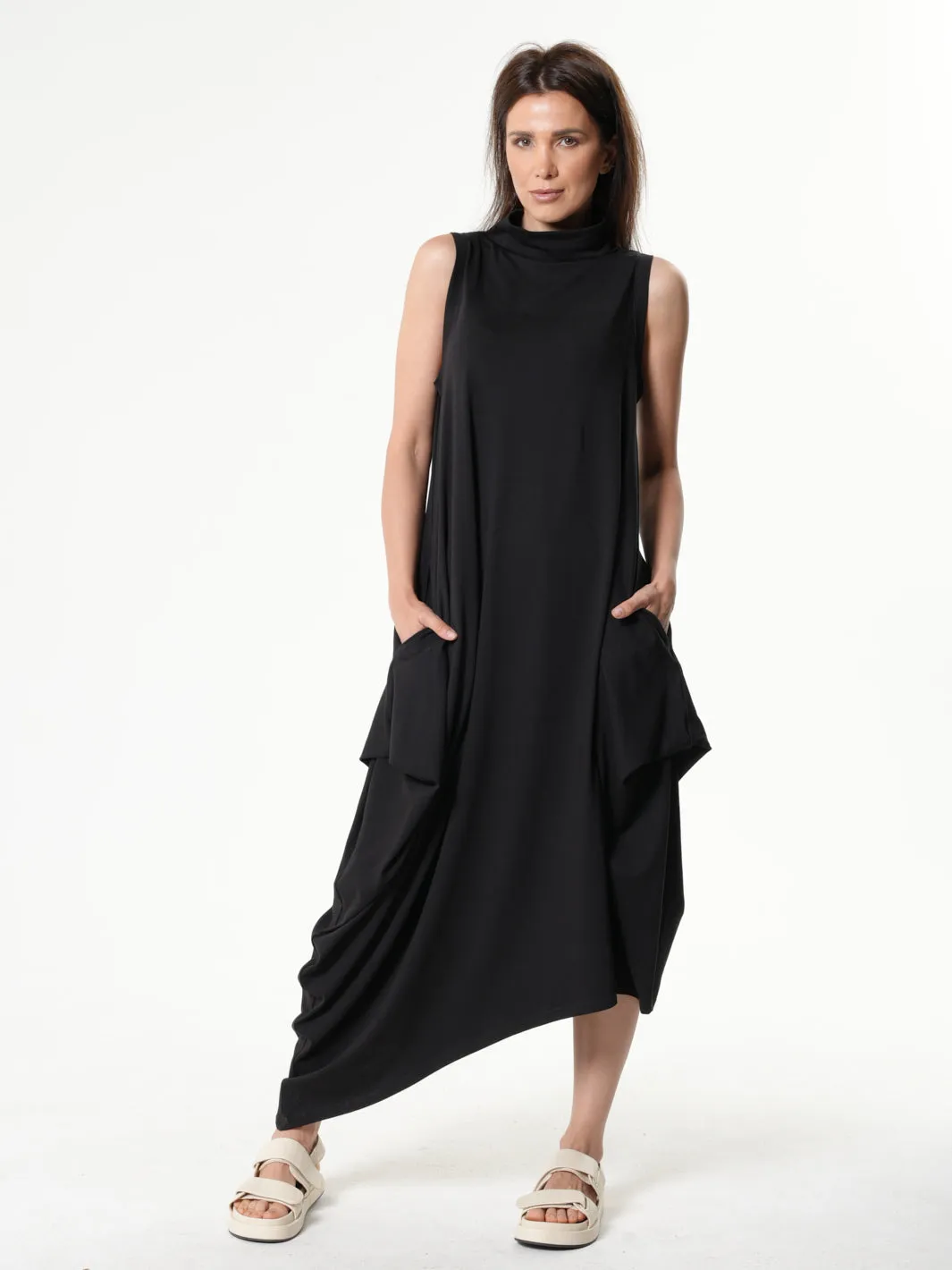 Sleeveless Cotton Dress In Black