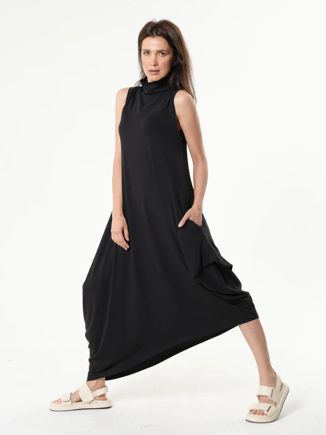 Sleeveless Cotton Dress In Black