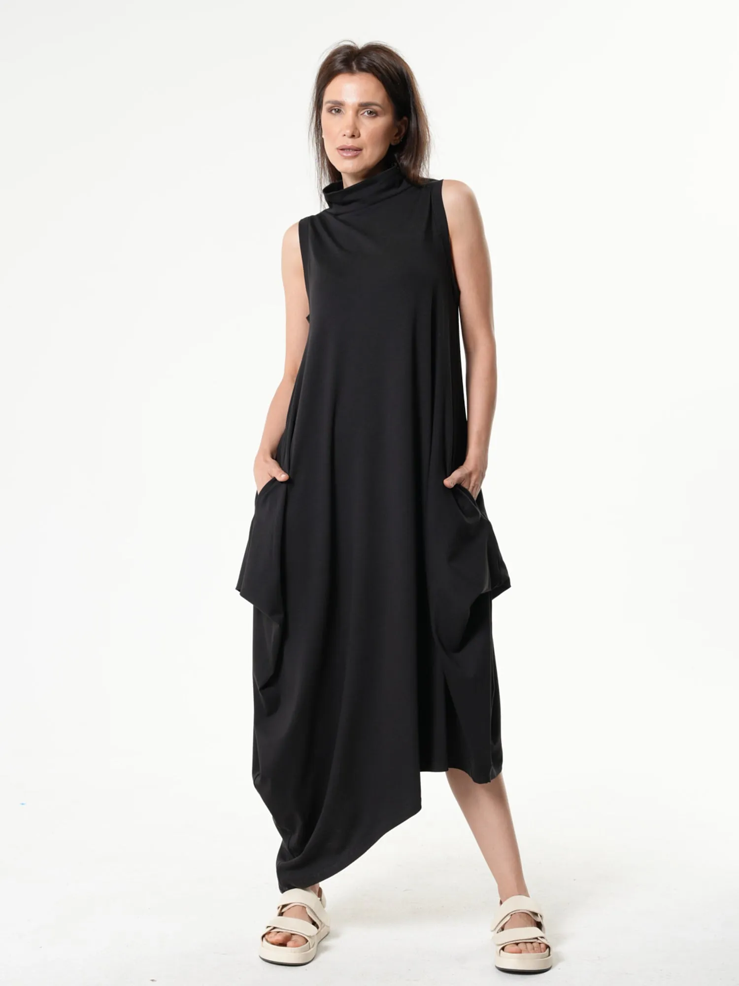 Sleeveless Cotton Dress In Black