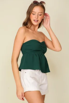 Strapless Babydoll Top Hunter Green