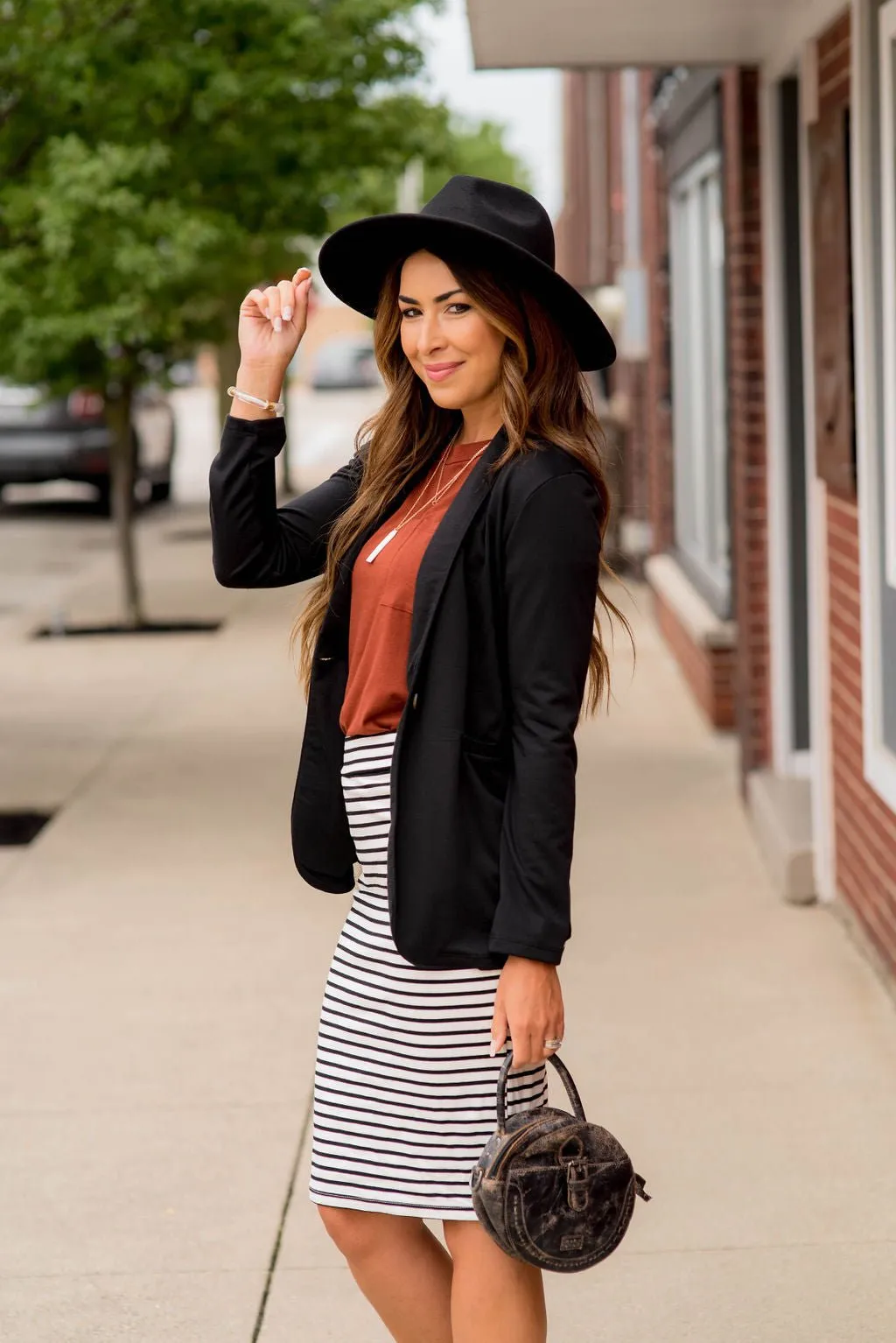 Striped Pencil Skirt