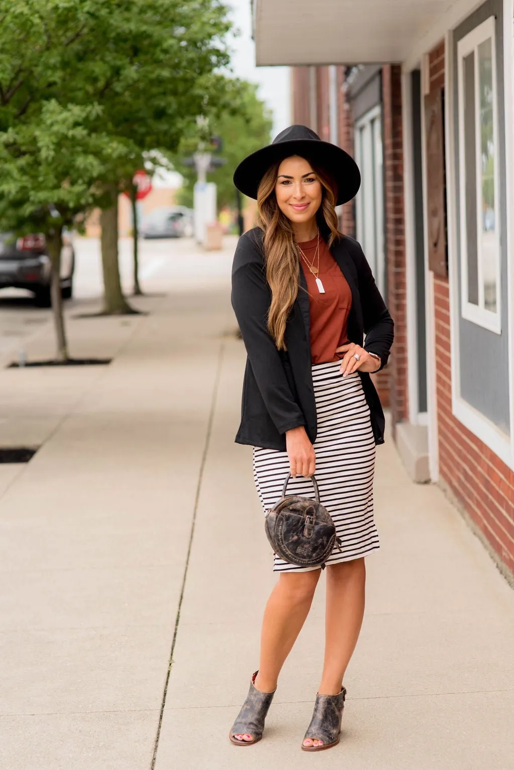 Striped Pencil Skirt