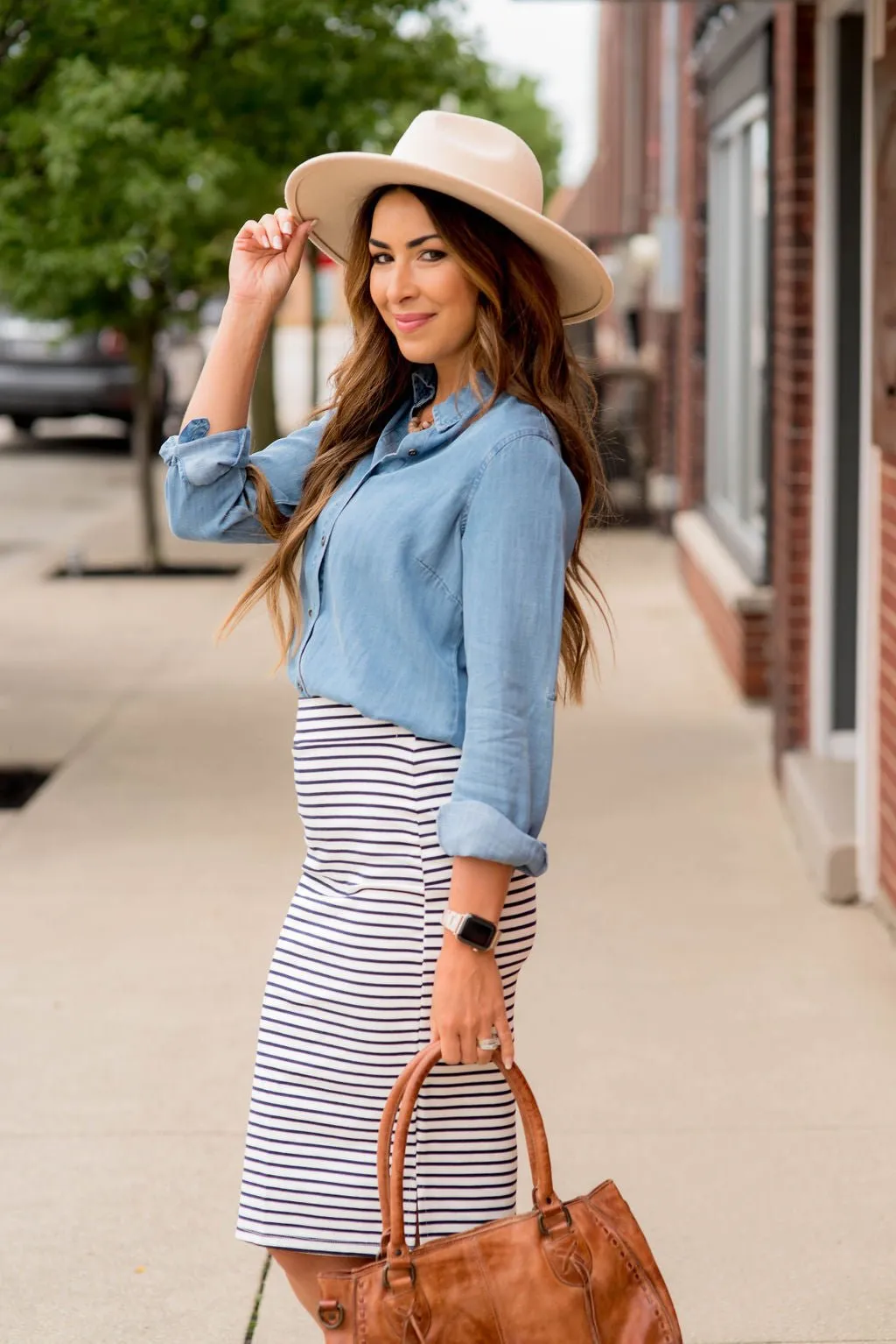 Striped Pencil Skirt