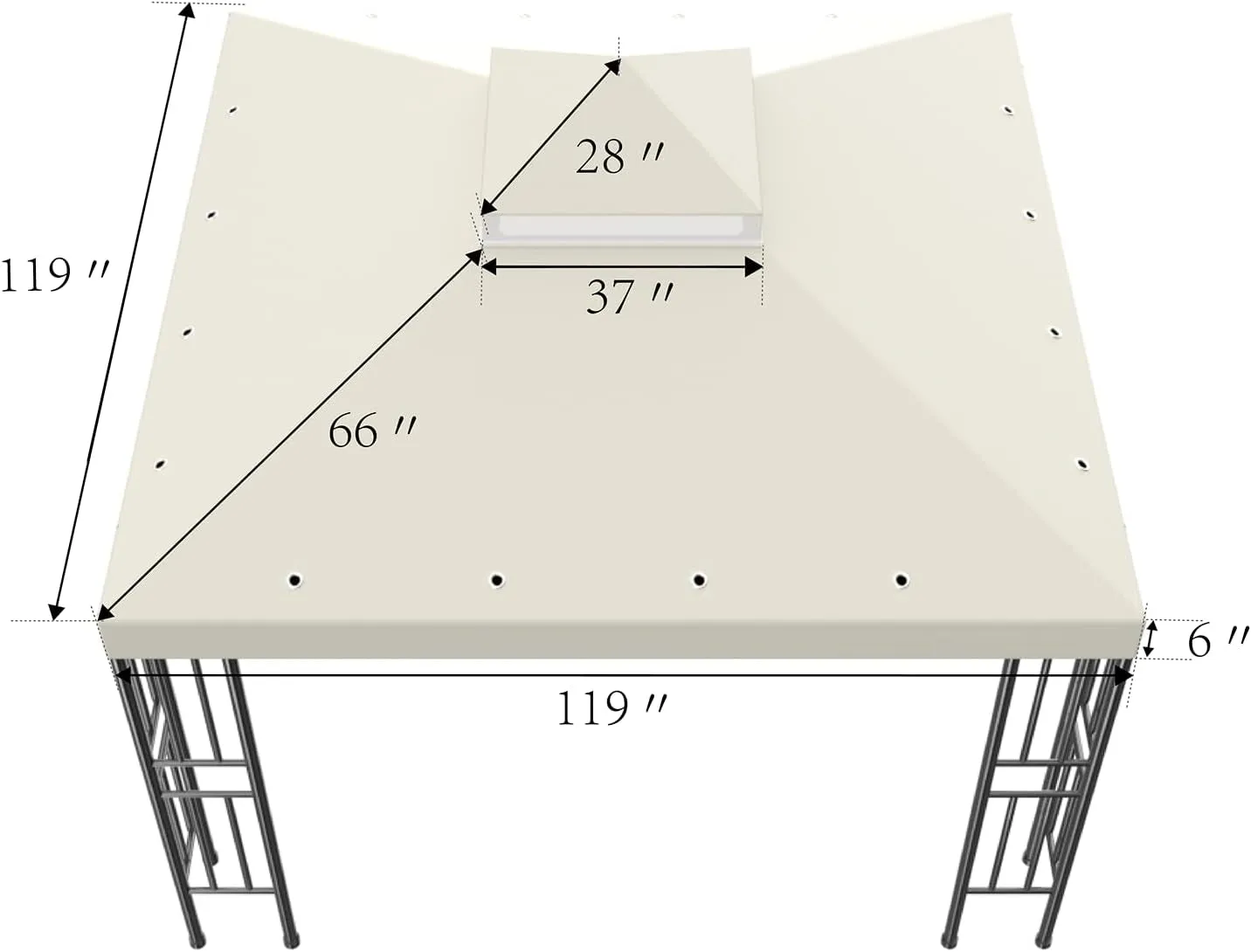 Sumfaller 10X10 FT Gazebo Replacement Canopy Top Cover Double Tiered Canopy Top Cover for Patio Garden Outdoor BBQ Roof Cover Grill Shelter (Beige)