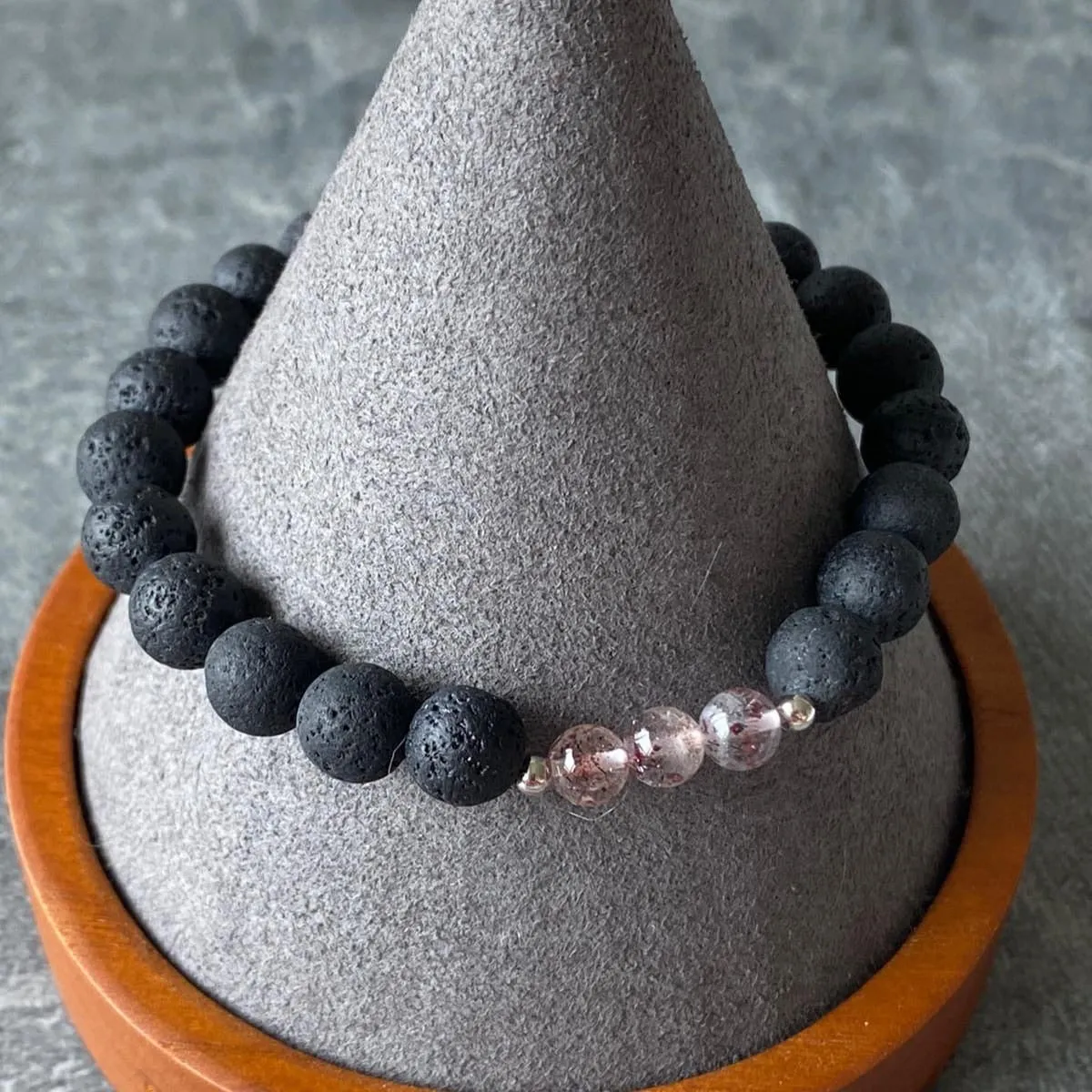 Super Seven & Lava Stone Men Bracelet