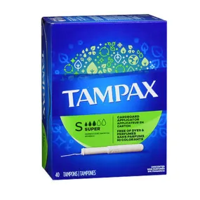 Tampax Tampons With Flushable Applicator Super Absorbancy 40 each By Tampax